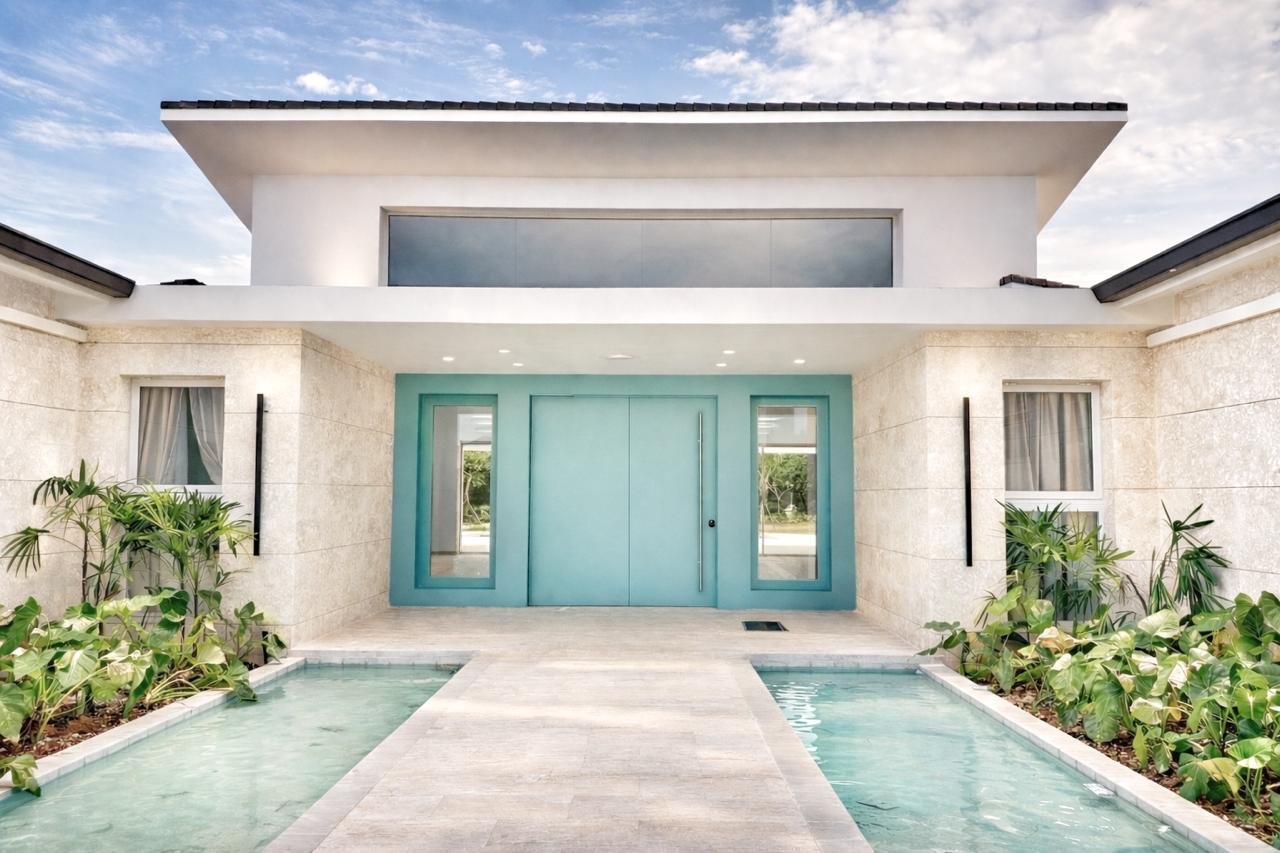 Villa Vereda - piscina con logo MAE Architects